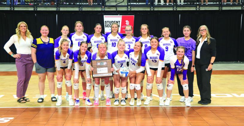 Photo by Taylor Risse The Bennett County Lady Warriors brought home the fourth place title from the 2025 State B Volleyball Tournament held in Rapid City, November 20-22. The Lady Warriors played their hearts out and made their fans proud. We are proud of you! See more from the tournament in the souvenir tab.