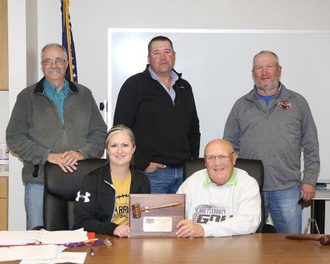 Photo by Tim Huether The Bennett County School Board was recognized as a Bronze Level board by the Associated School Boards of South Dakota. Pictured from left, seated, Kayla Claussen, Mike Olson; standing, Scott Huber, Dallas Louden and Ryan Pettit.