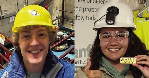 Photo submitted Noah Everett a senior at South Dakota Mines majoring in physics and mathematics shown here inside the SciBooNE hall at Fermilab where he works on ANNIE. and Baily May, a sophomore at Black Hills State University majoring in physics shown here at SURF on her way to the Black Hills State University Underground Campus at SURF 4850 feet below the surface.