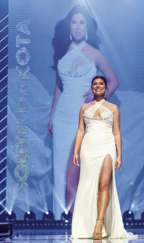 Photo submitted Miranda O’Bryan walks across the stage at the Miss America Pageant during a preliminary portion.