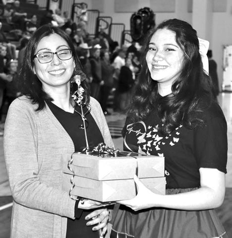 Photo by Mandy Scherer Claire Pearman honors her mom, Erica, during Parent’s Night held Friday, February 9.